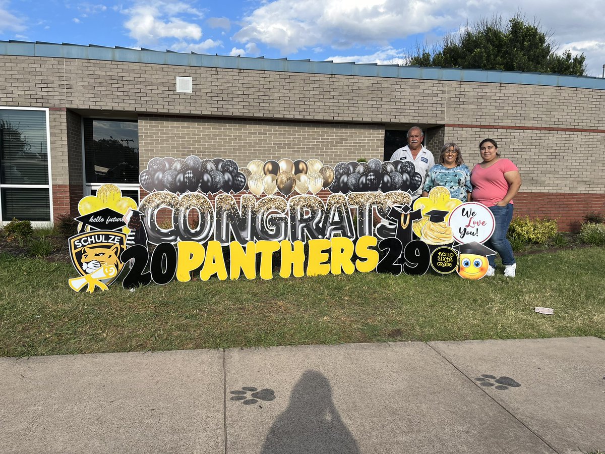 Thanks to one of our awesome Schulze Families for donating this sign for last day of school for our 5th Graders!!! 💛🤍🖤#TheSchulzeExperience <a href="/SchulzePanthers/">Schulze Elementary</a> @SchulzeDaniels <a href="/VytaraSimmons/">VyTara</a>