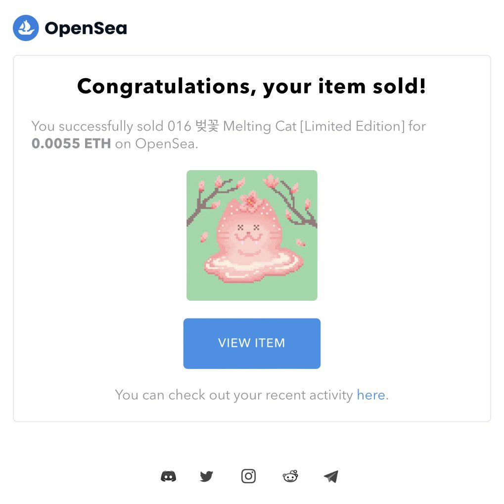 GM #NFTCommunity 💖

I woke up to this surprise email from <a href="/ahauntmess/">Duhsk</a> this morninggg💜

Thank you sooo much for adopting my limited edition melting kitty 🌸💕🌸 (You'll get a special discount in the future😽)

Welcome to the fam💜😻🫶
You made my day! Love u🤍