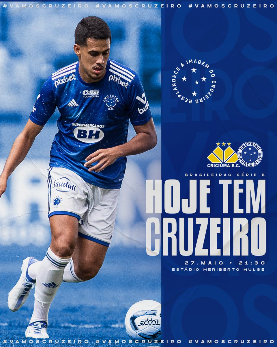 HOJE TEM CRUZEIRO!!!!! 🦊💙

Fora de casa, enfrentaremos o Criciúma, em busca da sexta vitória seguida no Brasileirão! VAMOS JUNTOS!

#CRIxCRU | #UmGiganteIncontestado