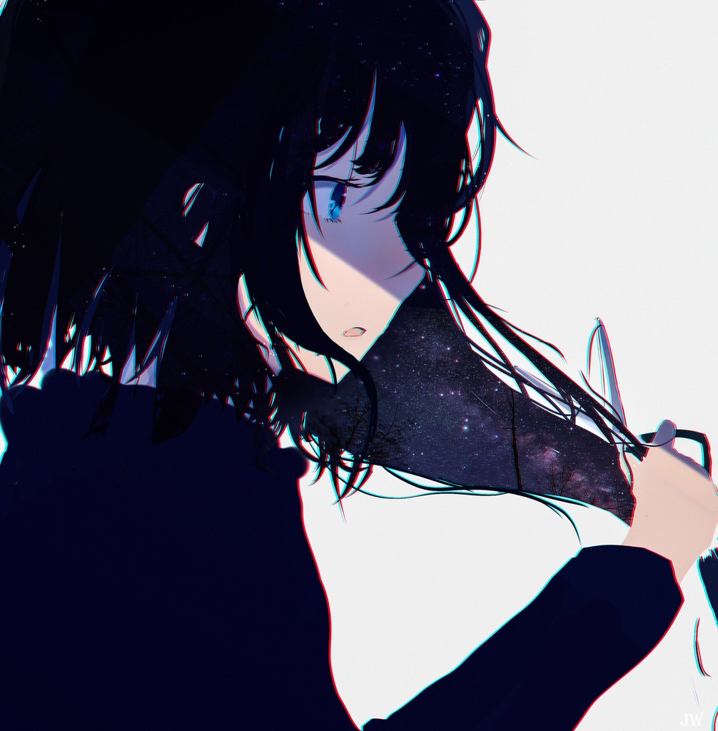 depressed anime girl cutting