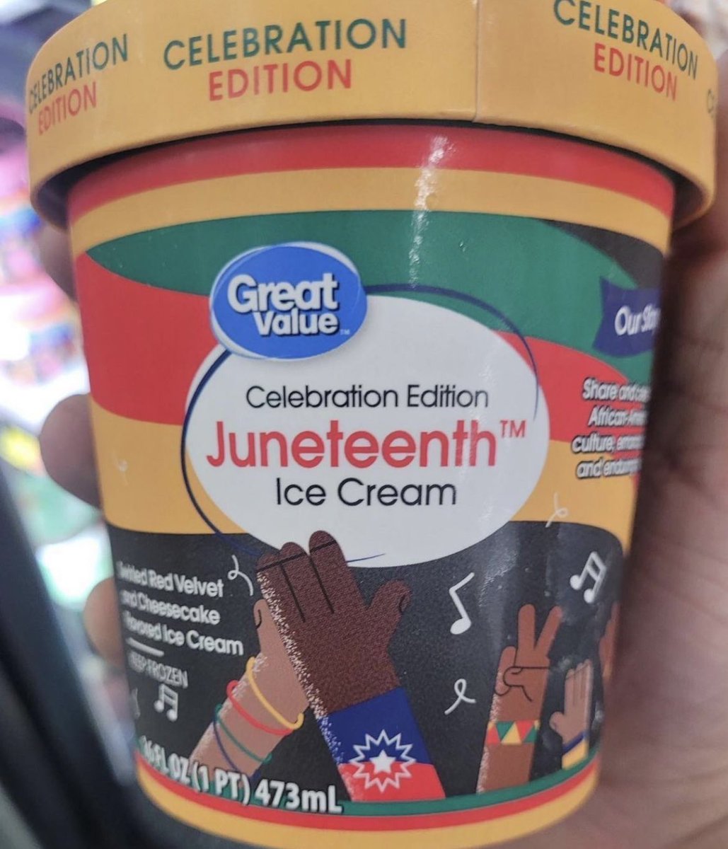 FlowerHourTalk's tweet photo. •Walmart was in the Juneteenth spirit by releasing ice cream, paper plates, cups, and plastic eating utensils. Black Twitter and the black community were not here for it. They must have seen the critiques and options over social media and removed them from the shelves. https://t.co/yrMD4p7sBB