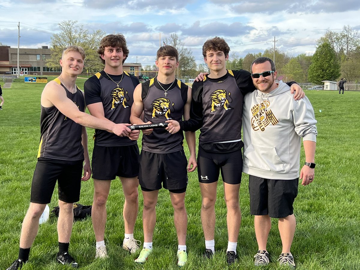 WE’RE GOING TO STATE!!! The Salem 4x100 team of Braden Cummings, Aidan Hacker, Grant Mahuron, and Trevon Smedley are going to state!! So proud of these guys and how hard they worked to get to this point! I couldn’t be happier for them!