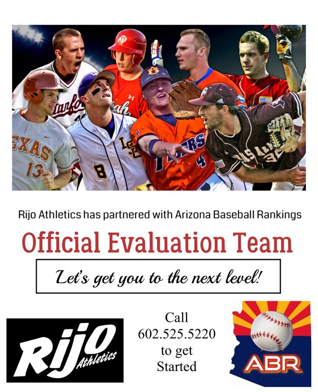 ArizonaRankings's tweet photo. Big things happening here at Arizona Baseball Rankings! Excited to announce our Partnership with @RijoAthleticsAZ  Let’s get you to the Next Level. #azrankings #baseball #recruiting https://t.co/IDZNb55TDA
