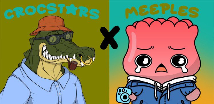 We are excited to announce our newest collaboration! 😎

<a href="/meeplesmetro/">The Meeples</a>  
   &amp;
<a href="/CrocStarsNFT/">CrocStars 🐊</a>

10 WL spots to both of our communitiesTo enter:
• Follow 
<a href="/meeplesmetro/">The Meeples</a> 
 and 
<a href="/CrocStarsNFT/">CrocStars 🐊</a>

• Like &amp; RT
• Every tag = extra entry
#NFTGiveaways #NFT #NFTCommunity #NFTs #NFTProject