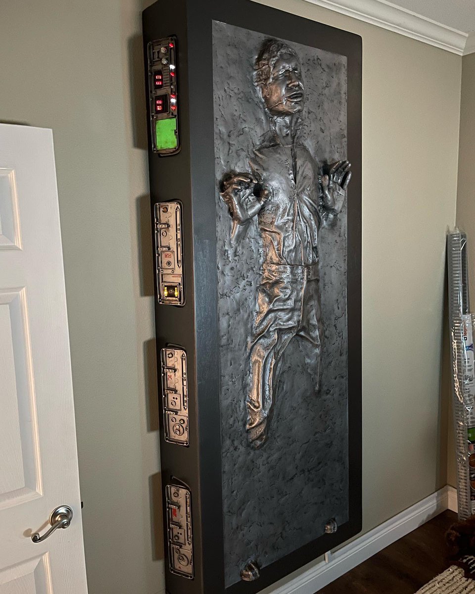 He's finally done and on my studio wall! Han Solo in Carbonite is hands  down, the most fun I've ever had building something with my own hands. I'm  already contemplating my next #, image size:960x1200