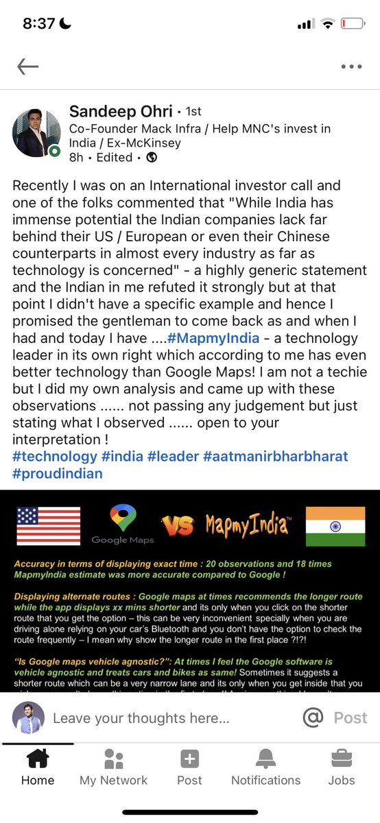 _rohanverma's tweet photo. When people actually try our product and objectively compare to the default options, rather than going on just perception. Well done team @MapmyIndia and @MapplsApp https://t.co/CYnZ8Ve8Fm
