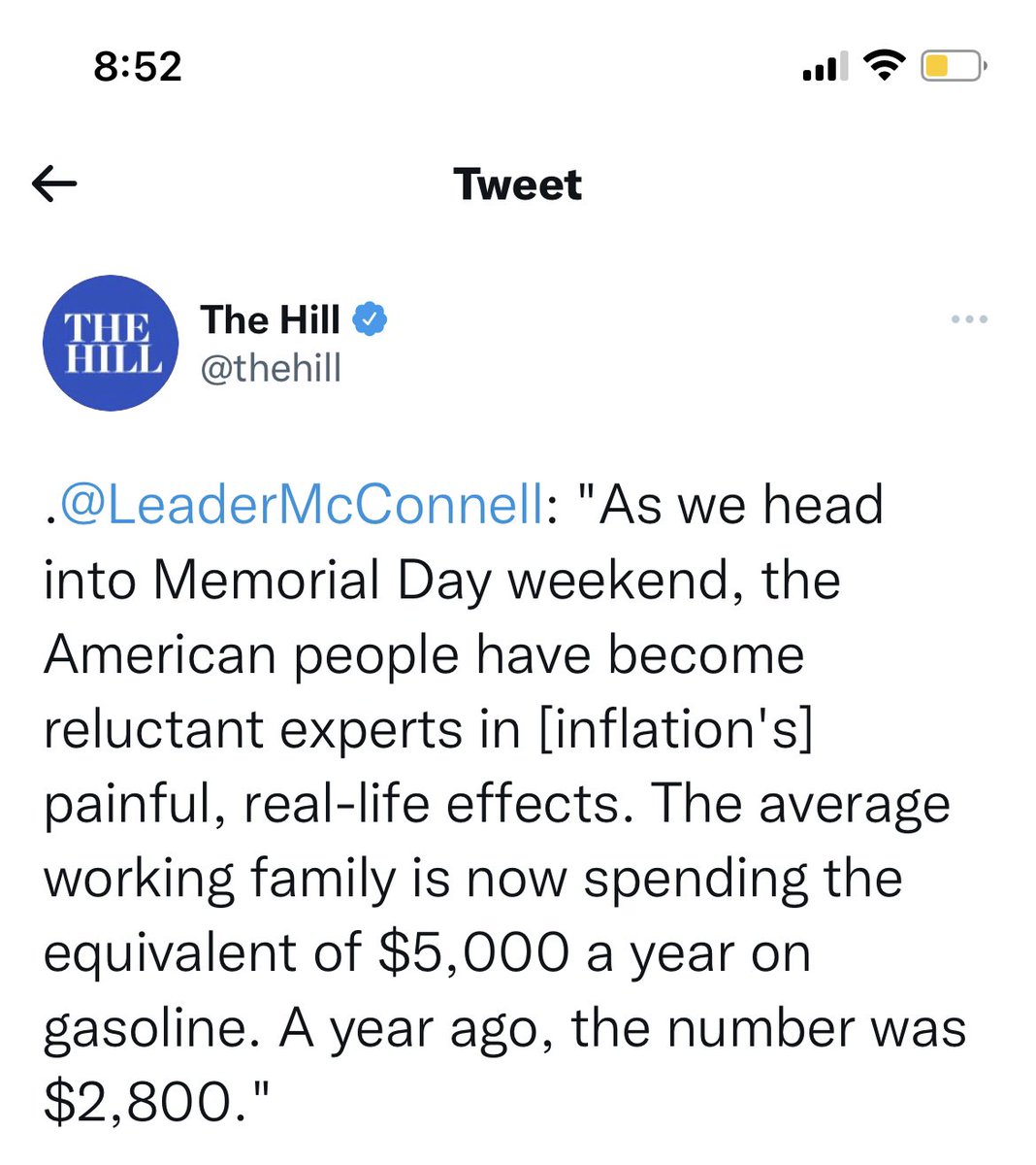 The American people have become reluctant experts in the painful, real life effects of gun violence. In the last 5 mos, more than 17,000 people, including 650 CHILDREN, have been shot and killed in the US. 
Inflation and gas $$ won’t distract from the evilness of your inaction.