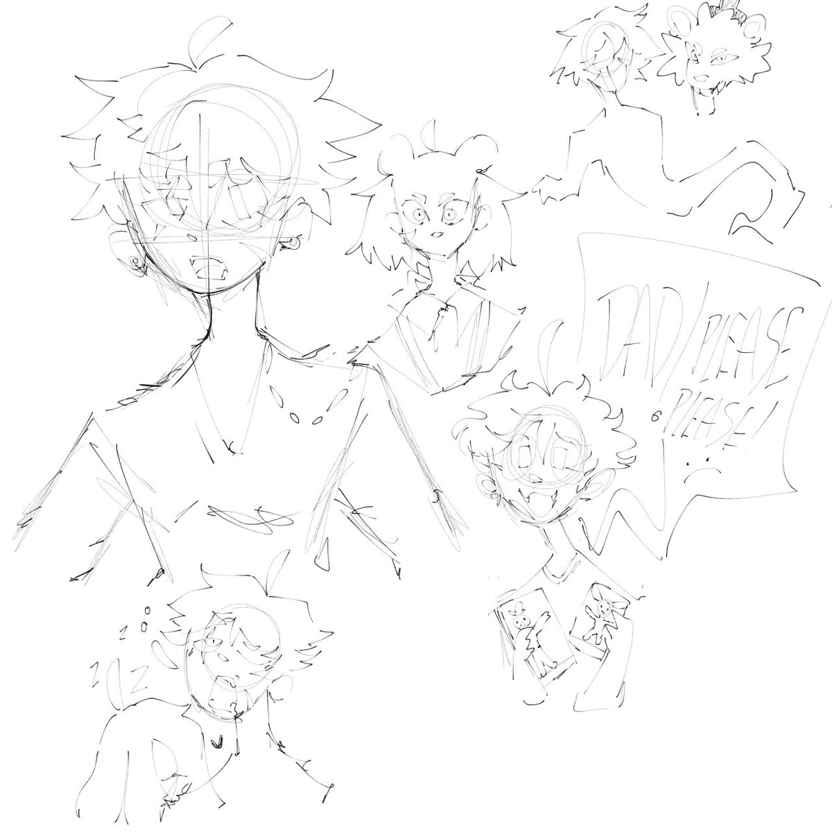 some dumb sketches. — michael, gregory, evan, and mike’s wife.  #fnaf