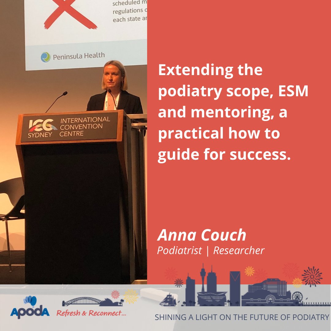 APodA_National's tweet photo. 📢 ON NOW!
​
​Anna Couch presenting 'Extending the podiatry scope, ESM and mentoring, a practical how to guide for success' at the Sydney Refresh &amp; Reconnect event!
​
​#podiatry #podiatryau #podiatrycpd #foothealthau #foothealth #apoda  https://t.co/mbWWs5uSoL https://t.co/u38QGwhcdU