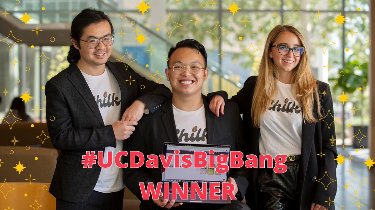 UCDavisInnovate's tweet photo. 👏👏👏 #UCDavisBigBang winner @Chilk_Milk : healthy, affordable, vegan boba milk drink 🧋 $10,000 Food + Agriculture Sector Award

@UCLA https://t.co/pr9DDxXcWH