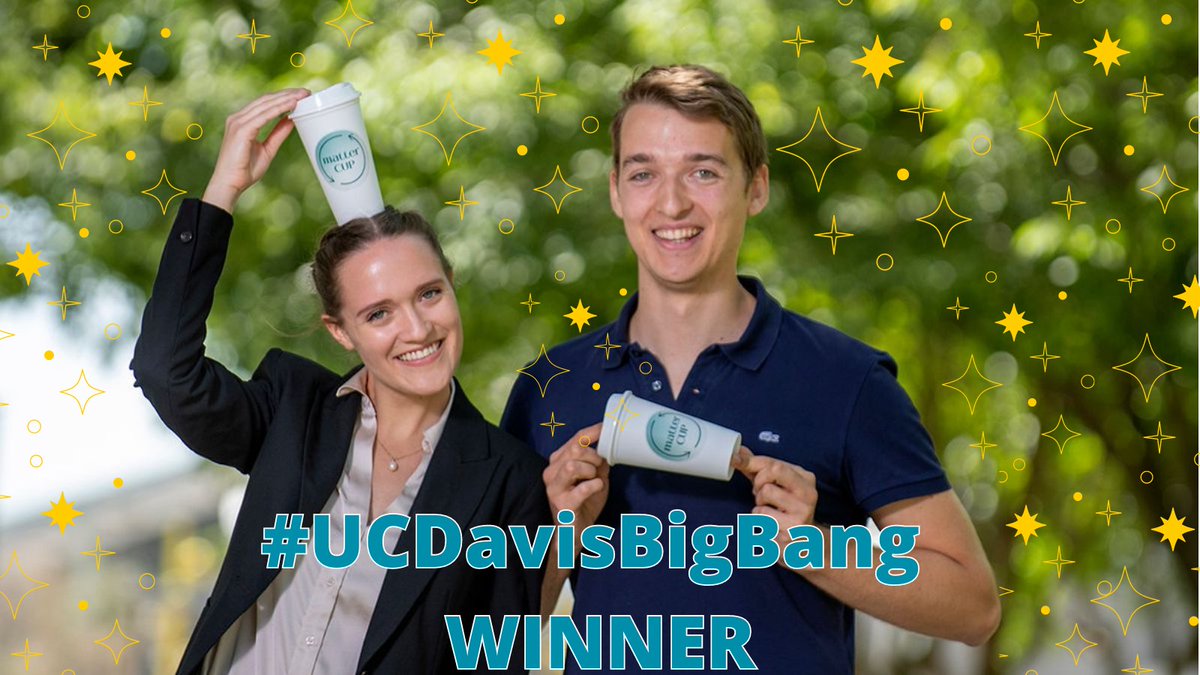 UCDavisInnovate's tweet photo. 👏👏Way to go, @UCDLandS student Chantal Deslauriers and MatterCup, #UCDavisBigBang winner, $10,000 Energy and Sustainability Sector Award, replacing single-use cups with reusable alternative. 💚🌎 https://t.co/SAVaDsQtfC
