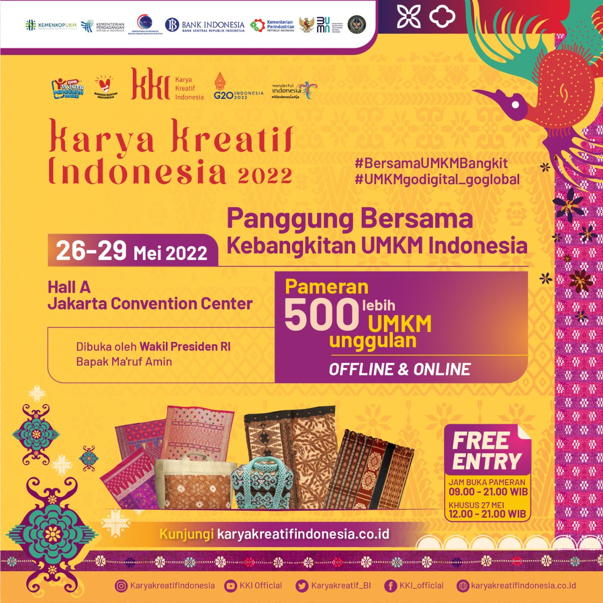Karyakreatif_BI's tweet photo. Halo sobat kreatif pecinta produk lokal kebanggaan Indonesia! 🇮🇩🇲🇨

Udah kangen datang ke pameran offline produk-produk terbaik UMKM Indonesia?
Pengen belanja tapi bosen sama pilihan yang itu-itu aja? 😔 https://t.co/BYyLAokikV