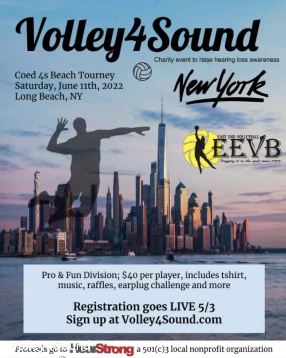 eevb's tweet photo. EEVB is hosting Volley4Sound to help raise awareness and treatment of hearing loss. Should be a fun event. #eevb https://t.co/aJltnlNM9q