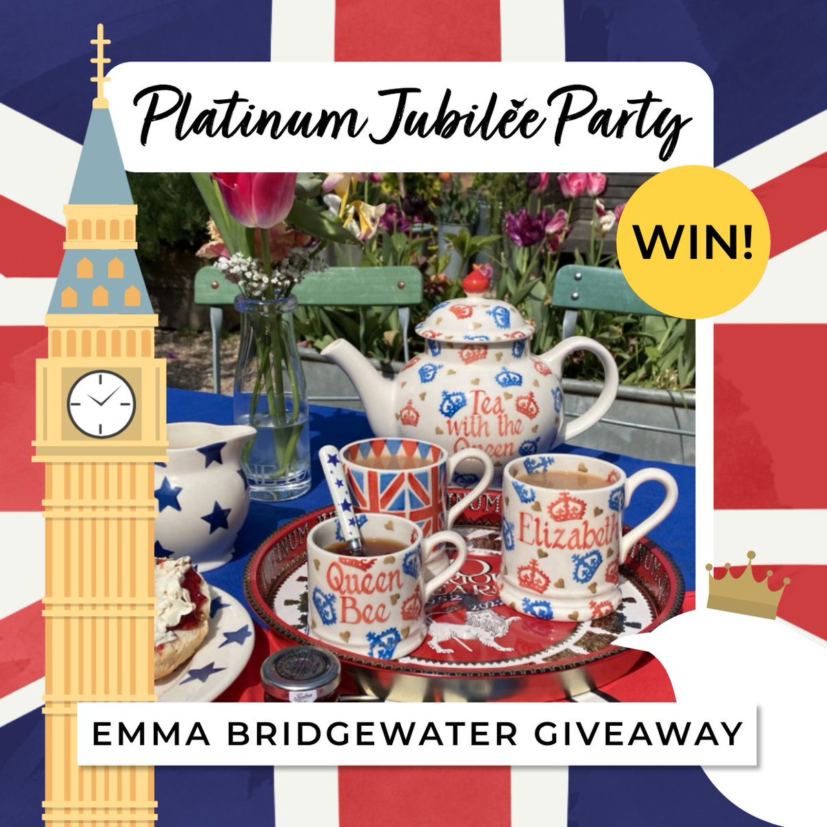 WrenKitchens's tweet photo. Are you ready for the Platinum Jubilee? 👑

We’re giving away the perfect royal-themed tea party set from Emma Bridgewater.

To #Win, like, share &amp; comment with your celebratory plans.

*Competition closes 23:59 on 30/05/22. @WrenKitchens will contact the winner*

#Giveaway https://t.co/3bAsXssxLu