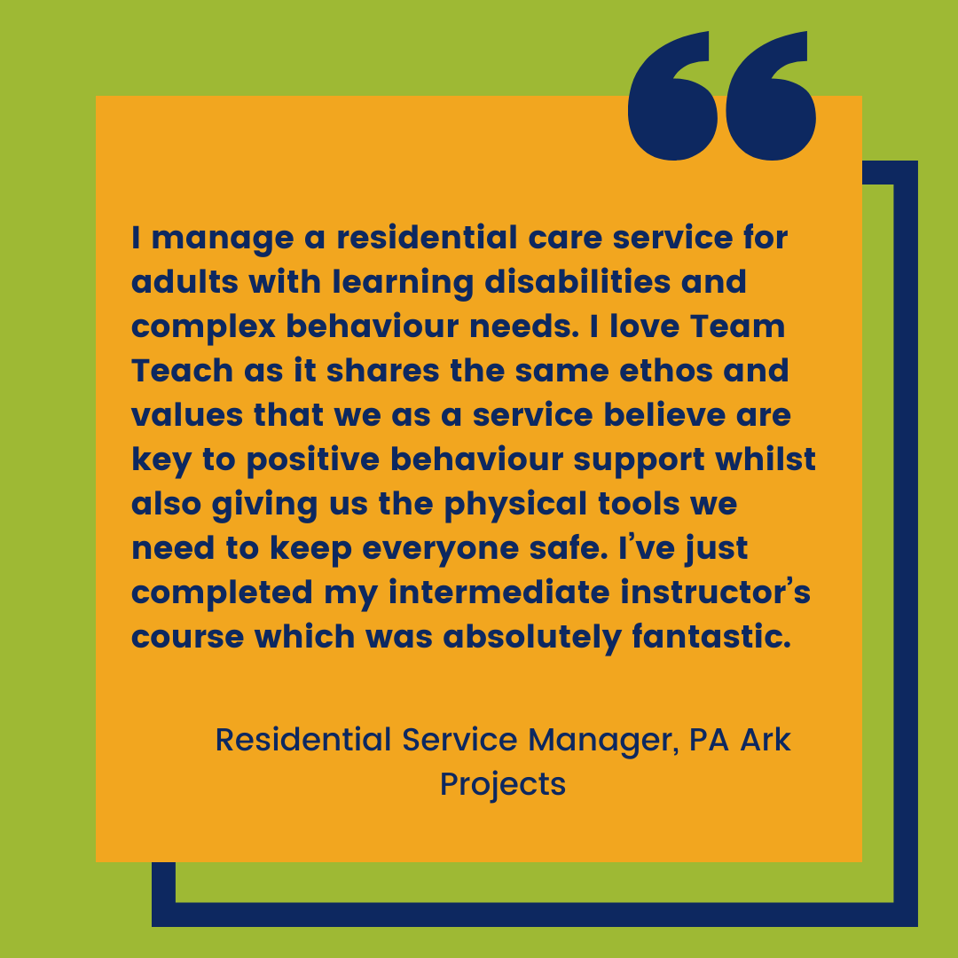 TeamTeachLtd's tweet photo. Great feedback from Louise from PA Ark Projects on our 5 day Intermediate Trainer course delivered by @nancyhooper
Please visit the following link to see all of our current Intermediate trainer courses: Course Search - TeamTeach https://t.co/JzCcY6YCJU
#behaviourtraining https://t.co/8C2SdHQtTF