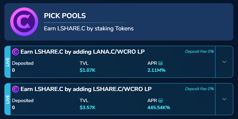 lanaprotocol's tweet photo. You will regret not joining these pools earlier 😱

Add LP now to enjoy this unbelievable APR and receive $LSHARE.C 🤑

👉https://t.co/pIPddSHtt9

#LanaFinance on @cronosapp @v3sfinance https://t.co/xAZMR8wqZz
