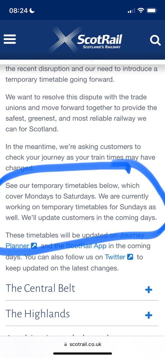 LottieJWhite's tweet photo. @ScotRail less than two days until we travel and there’s still no Sunday timetable? When will it be released? Thanks https://t.co/VSREcLkJ47