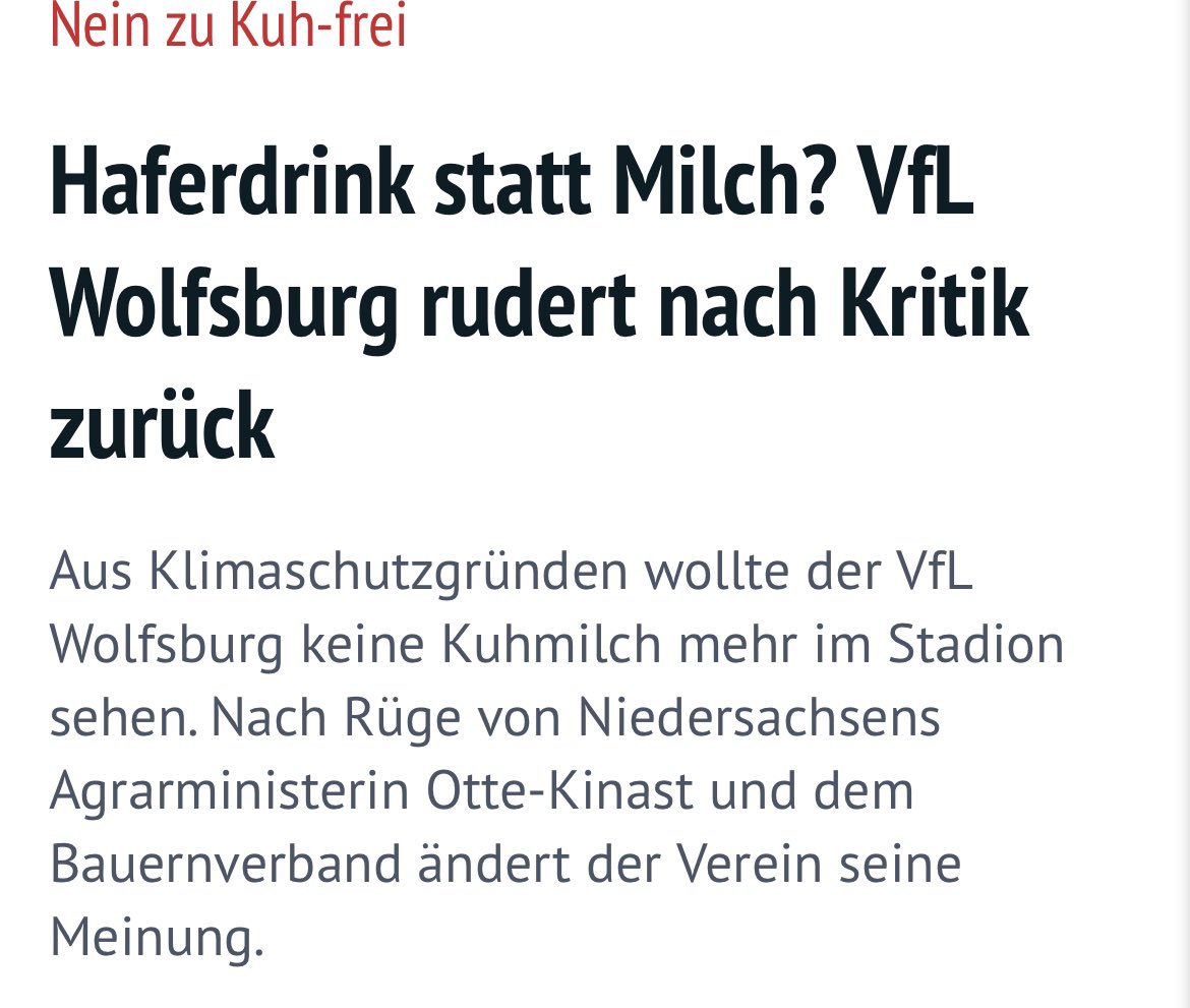 philippsteuer's tweet photo. Bin sprachlos.

@VfL_Wolfsburg wollte im Stadion auf Kuhmilch verzichten und musste aufgrund von ua politischem Druck nachgeben.

https://t.co/ibPMAcJXYg https://t.co/CHTfbR9xvD