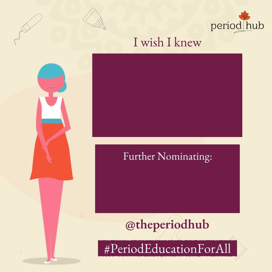 ThePeriodHub's tweet photo. Are there things you wish you knew about periods too. Then share it with us so #togetherwecanchange
Dont forget to use the #PeriodEducationForAll
Tag your friends
Share &amp;
Retweet
swipe to take a screenshot of the template to use it for
sharing your bit.
#PeriodEducationForAll https://t.co/Z7qwLkgnxE