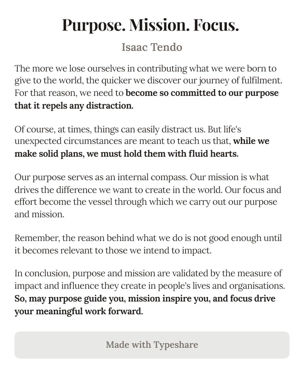 isaactendo_'s tweet photo. Purpose. Mission. Focus. 

#GrowthWithIsaac 
#DailyGrowthNotes 
#D1 https://t.co/uB7C9CJIUm