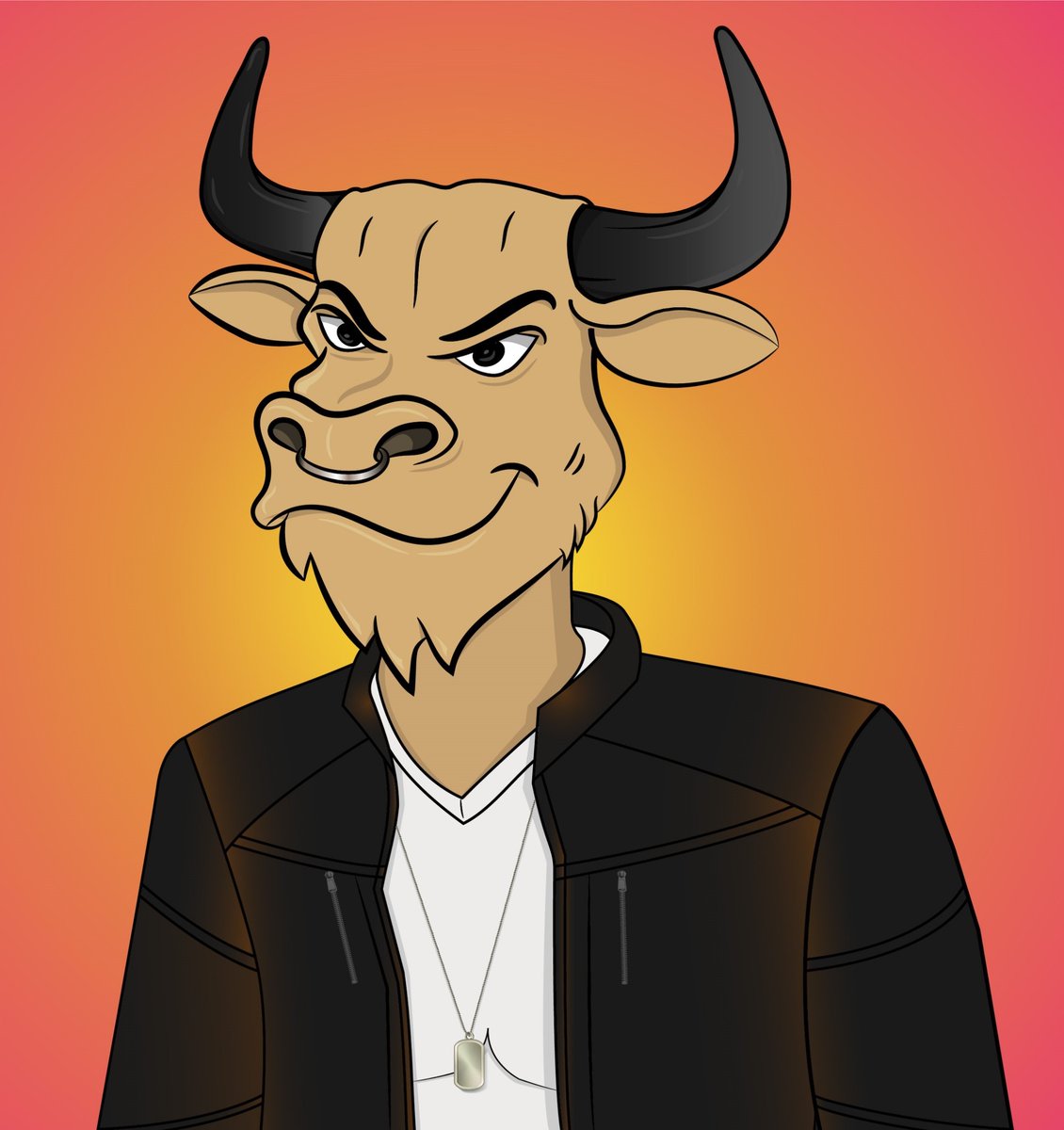 HappymaxC's tweet photo. I made an artwork with my style, "The bull who loves the world" To collect my NFT artwork. https://t.co/MRiy1T6EIn