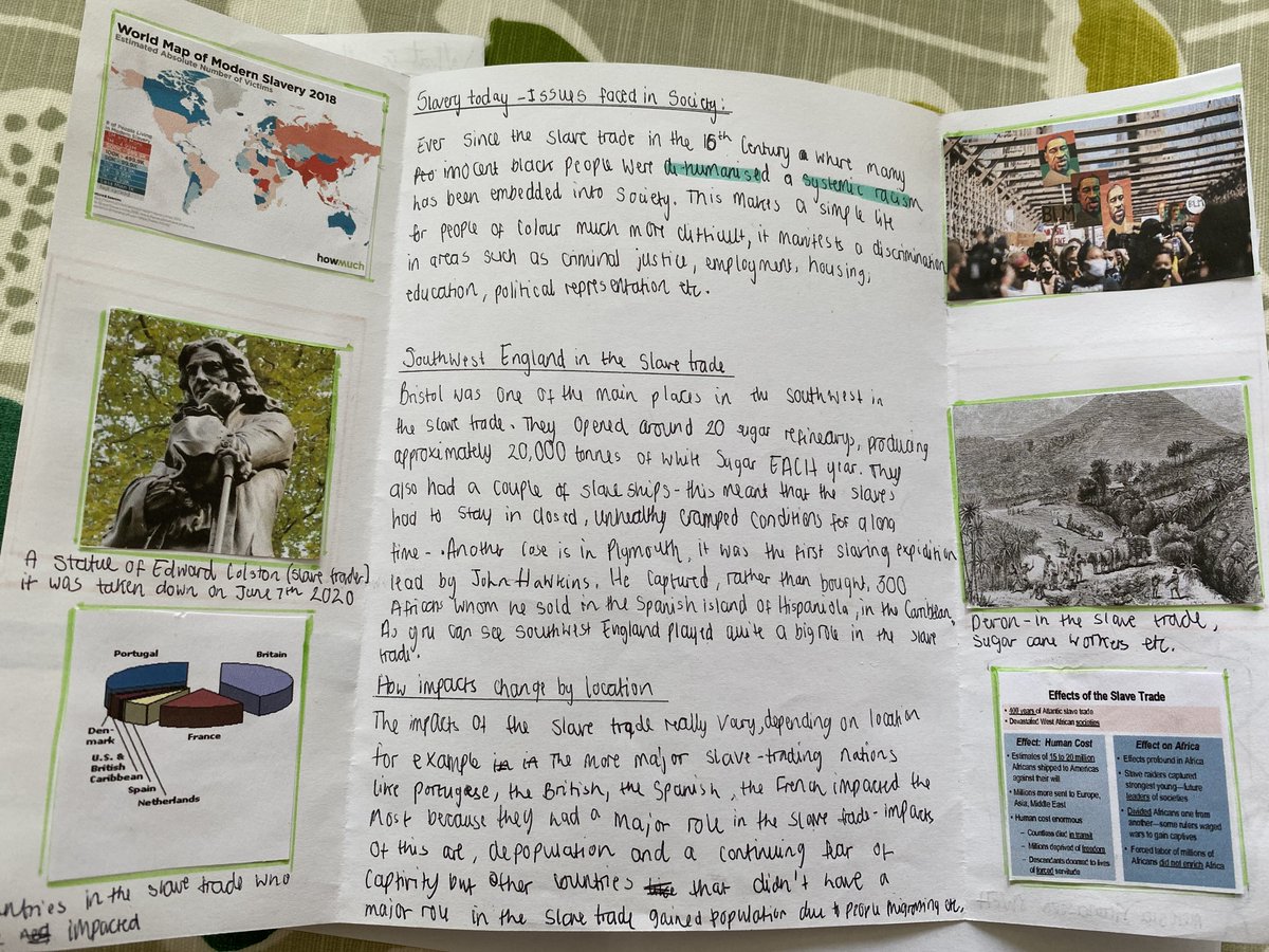 CryptHistory's tweet photo. #CryptYr8 have completed homework recently on the legacy of slavery - looking at it from a local perspective, but also from a Caribbean/ American/ African perspective as well. Great work 8RR &amp; 8WEH!👍 https://t.co/T1PSkts32N