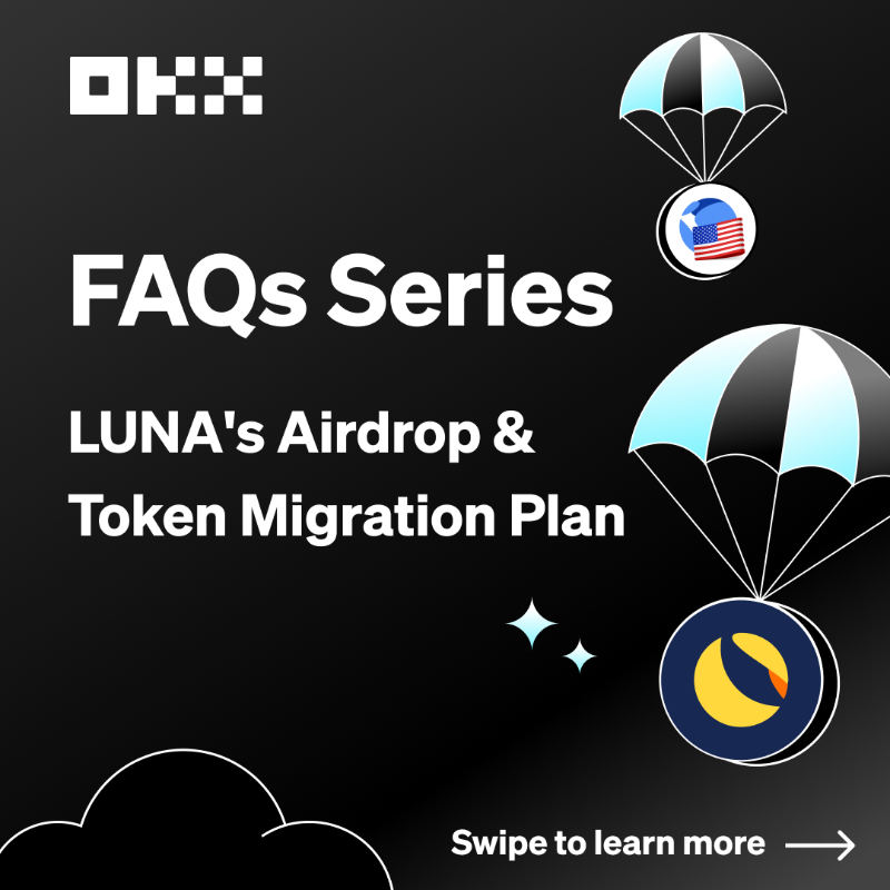 okx's tweet photo. 🌟 $LUNA Airdrop FAQ Spotlight 🌟 

🔹 The # of coins you will receive &amp; how it vests is determined by @terra_money 
🔹 Legacy $LUNA will be renamed to $LUNC
🔹 New $LUNA trading will start when Terra completes genesis

⚠️ Please trade with caution, LUNA is still highly volatile.
