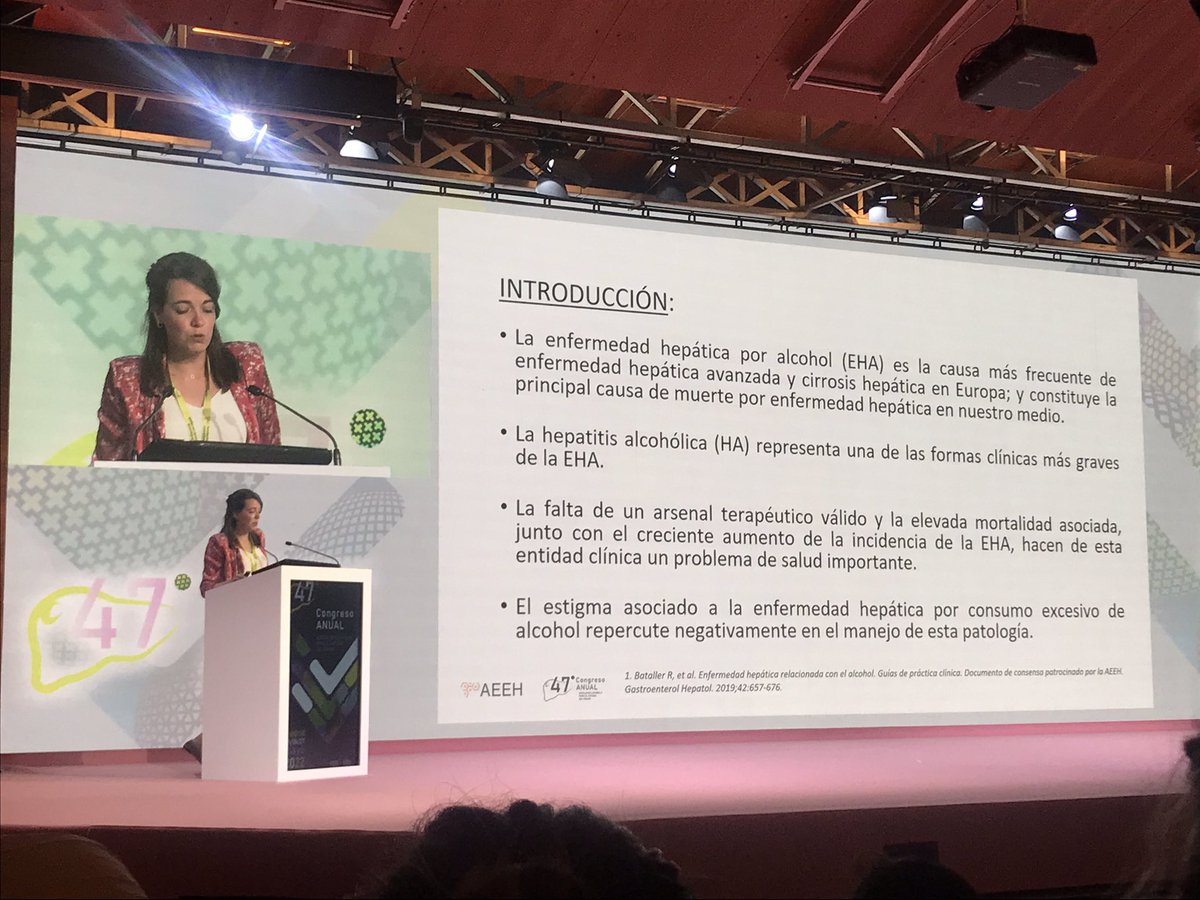 <a href="/miriamcelada/">Miriam Celada</a> 
Presentación espectacular en la #AEEH2022 
Hepatitis por alcohol presente en el 50% de los ingresos de los pacientes con cirrosis por alcohol, lo cual conlleva mayor mortalidad. 
Bravo Miriam !!!! 👏👏👏
<a href="/AEEHLiver/">Asociación Española para el Estudio del Hígado</a> <a href="/HUCA_Asturias/">@HUCA</a>