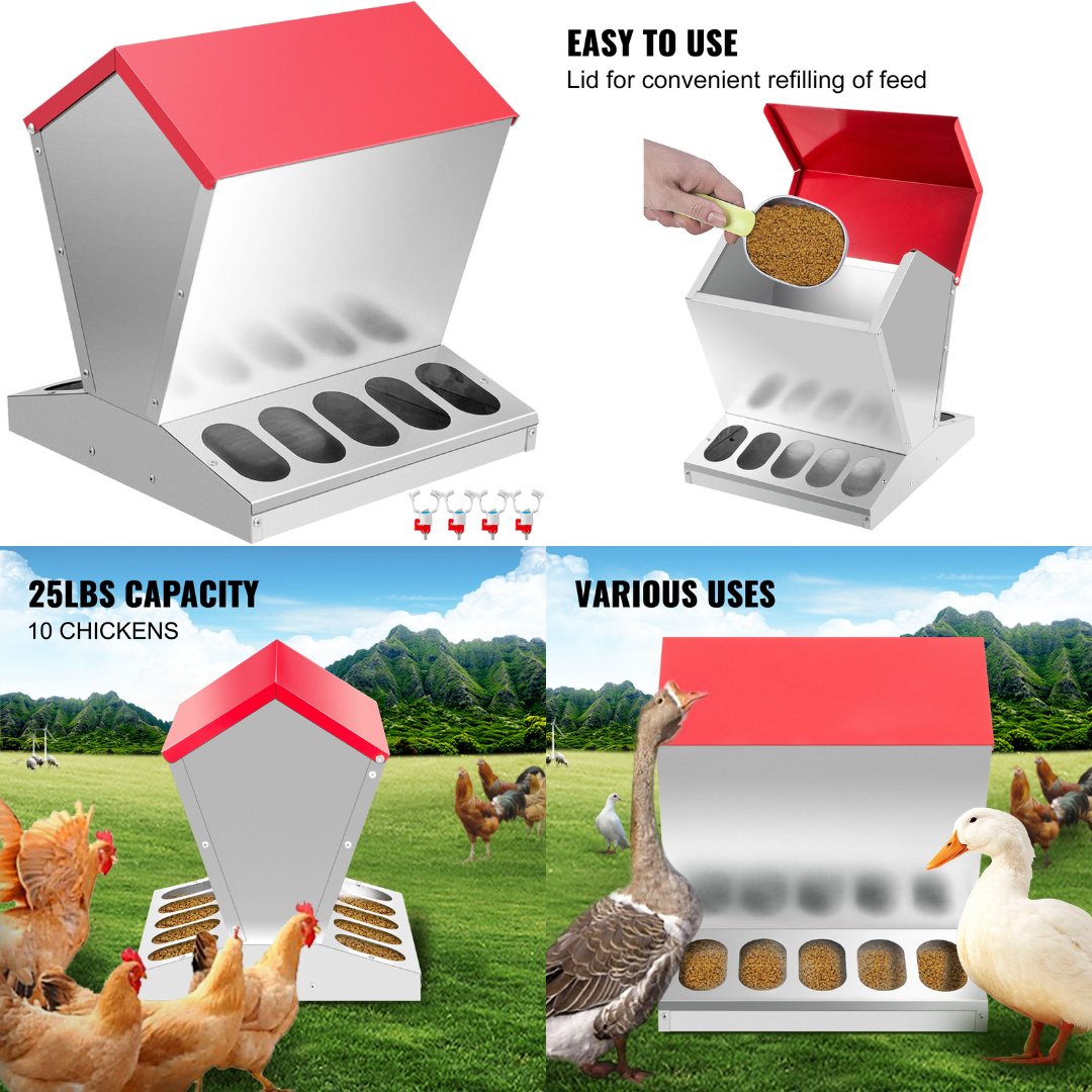 bit.ly/3wPRnyx Galvanized Poultry Feeder Chicken Feeder No Waste 25lbs Metal Feeder😍✅Free Return in 30days