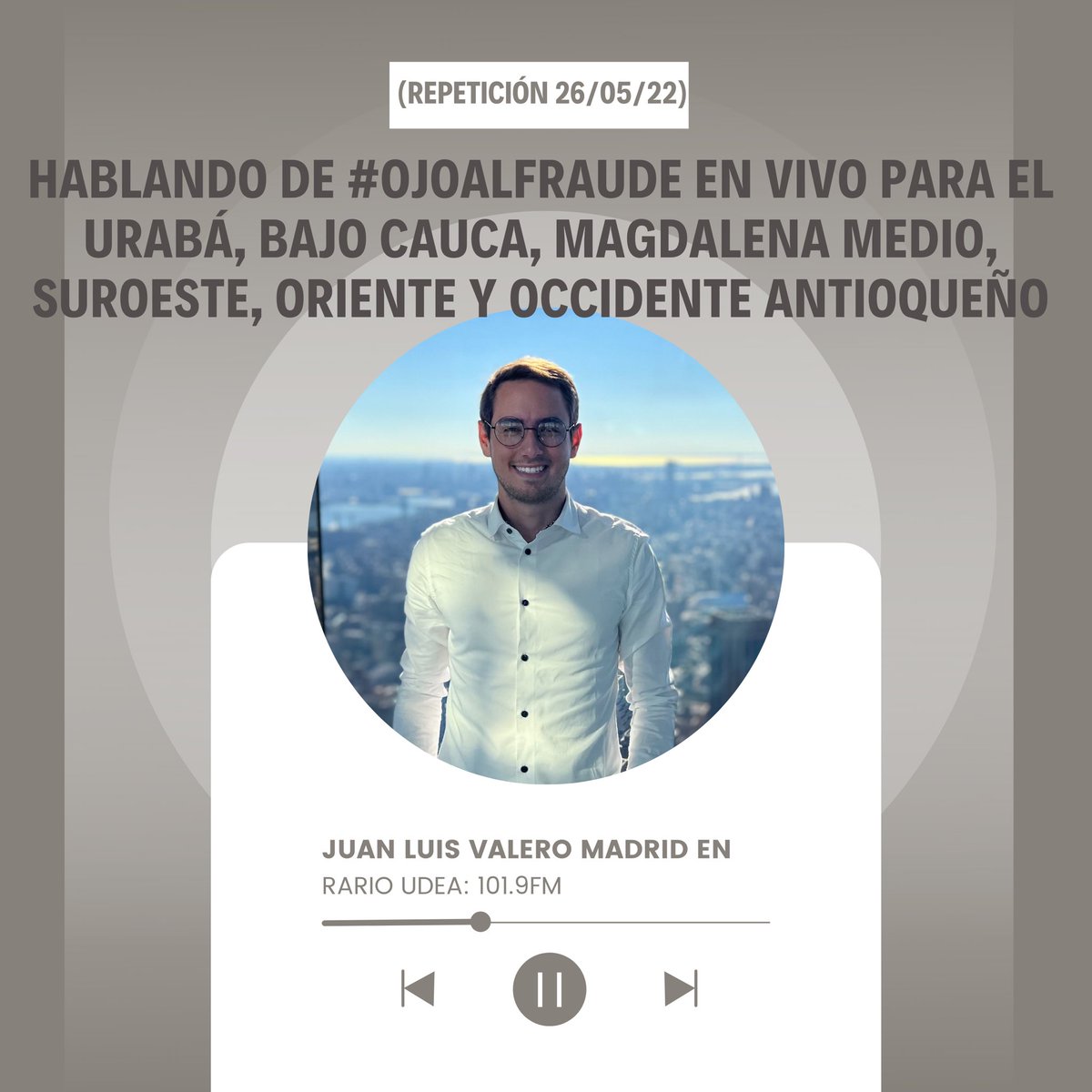 ValeroMadrid_'s tweet image. 📻🎙Hoy estuvimos hablando de #OjoAlFraude en vivo por la 101.9FM de la UdeA para todo el Urabá, bajo Cauca, Magdalena medio, suroeste, Medellin Área Metropolitana, oriente y occidente Antioqueño. 

Pueden escuchar la repetición de la sección en Spotify:
open.spotify.com/episode/45kEZH…