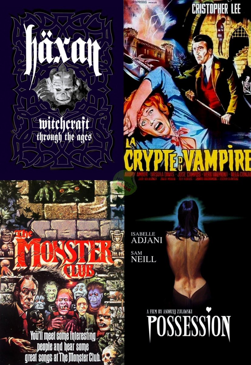 HorrorOrman's tweet photo. ๐ช#Horror films released on May 27th...
#HaxanWitchcraftThroughtheAges 1929(US).
#TerrorintheCrypt aka #CryptoftheVampire aka
#CryptofHorror 1964(Italy) #ChristopherLee
#TheMonsterClub 1981(US).
#VincentPrice
#Possession 1981(France).
#IsabelleAdjani
#SamNeill https://t.co/6wnTIFcllI