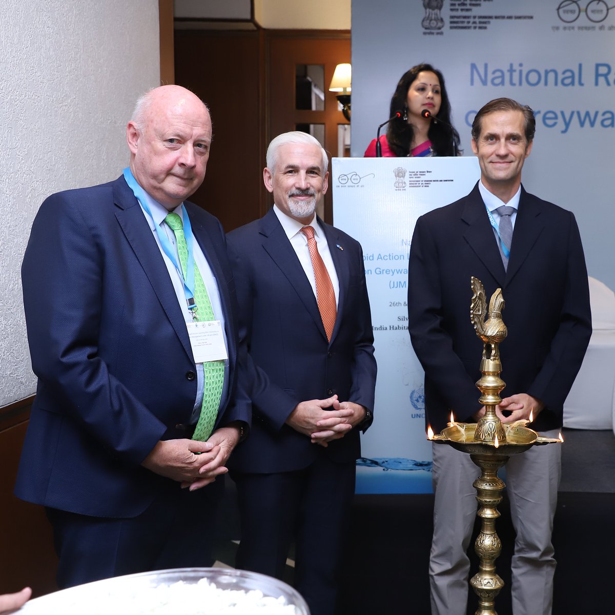 UNOPS_India's tweet photo. Mr Charles Callanan, Director for Bangladesh, Bhutan, India, Nepal, Pakistan, Sri Lanka @UNOPS sharing the long history of #WASH in the South Asia region & way forward of #WASH in India at the National #RapidActionLearning Workshop on #GreywaterManagement. @narendramodi @PMOIndia https://t.co/uMh2yvRhTG