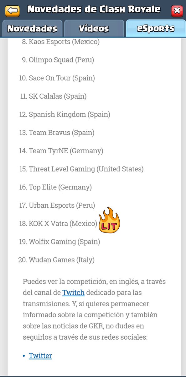 🤩 Toda una noticia, aparecemos junto con <a href="/KingOfKings_GG/">King Of Kings 👑</a> dentro de Clash Royale🤩 

Es un momento importante de ver a Supercell involucrado en ligas de semipro, toda una hazaña <a href="/7Trinityy/">Trinity</a> 😎🔥👏🏻

#KoKxVatra👑🔥 #ClashRoyale