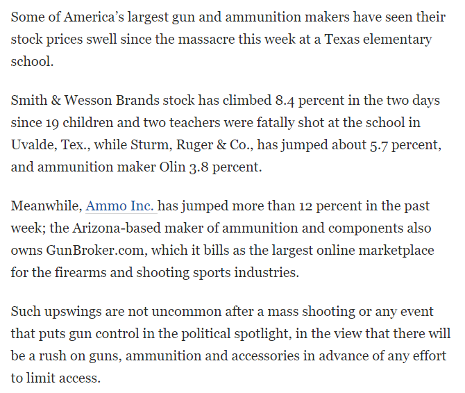 turiuriuri's tweet photo. in 2004 the republican controlled congress let the 1994 assault weapons ban expire

you can spot the difference in mass shootings, gun sales &amp; manufacturing after 2004

after every mass shooting gun manufacturers' stocks ALWAYS go up and someone profits from the massacres https://t.co/O4RG5l8naJ