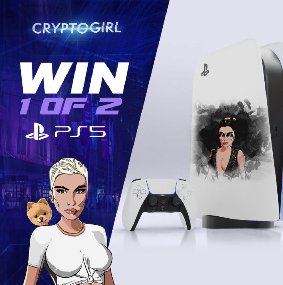 CryptoGirlNFT_'s tweet photo. If you hold a Crypto Girl NFT, you have the chance to #win yourself a #PlayStation5 AND the Crypto Girl Collectable 'Bold' 1 of 1 NFT (#702)
Just follow the easy instructions on the pinned post and you are in the draw.
*Ts and Cs apply
#ps5giveaway #ps5competition https://t.co/IMm5FQoE0v