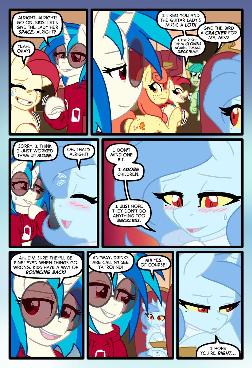 Lonely Hooves 4-27

"How literal do you think she meant that they 'bounce back?'" asks very helpful bird.

#mylittlepony #webcomic #fanfiction