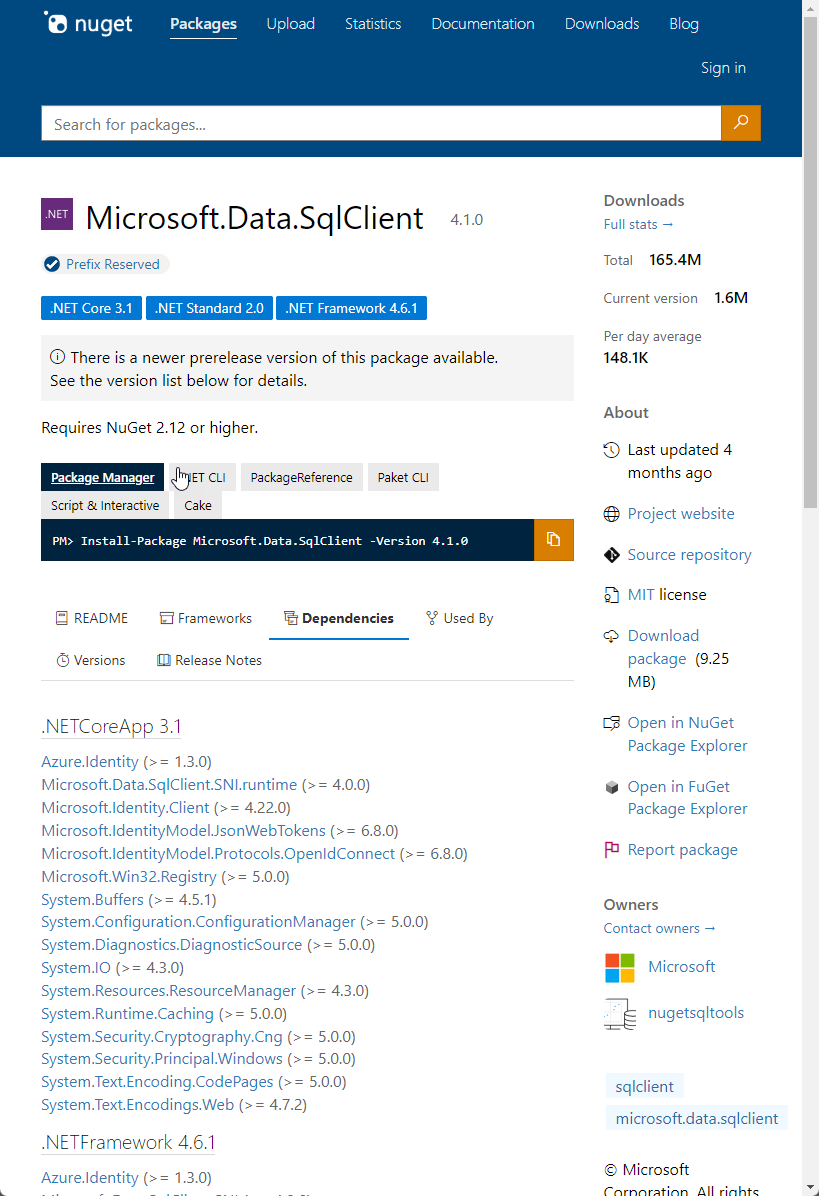 RickStrahl's tweet image. This dependency list for SqlClient is crazy for what is a core component.

Stuffing all that Azure crap in here is ridiculous. There should be a separate provider for Azure SQL - assuming that's why its in here.