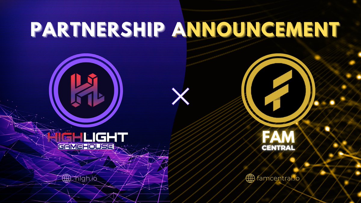HLGHio's tweet photo. ☀️ HIGHLIGHT GAMEHOUSE x FAMCENTRAL ️

🥳 Highlight Gamehouse is pleased to announce a strategic partnership with @famcentral, a combined NFT and DEFI platform for the cinema industry built on top of BSC.

Learn more abour Famcentral: https://t.co/QitEJMQhcq https://t.co/jnoO21Gm1G