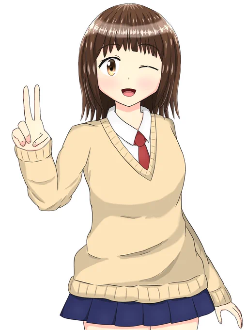 【再掲】ピースする彩乃ちゃん#イラスト #うちの子 