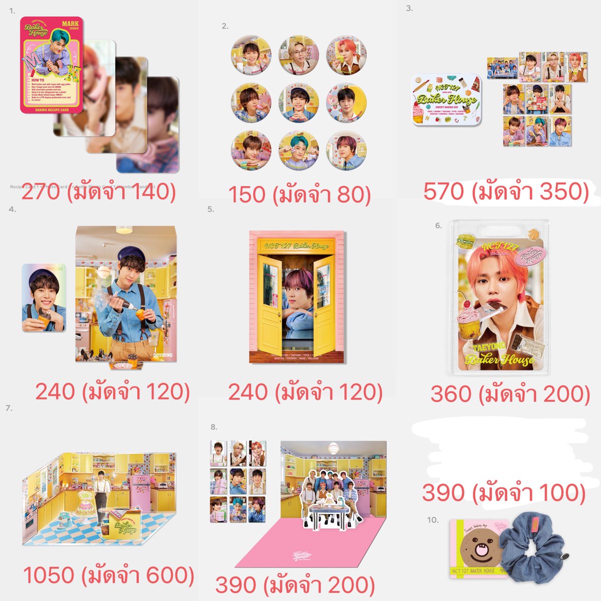 Teddyjaejae's tweet photo. [Pre] NCT 127 Baker House MD Collection

เก็บสองรอบ
✔️รอบ1 ราคาตามภาพ มีมัดจำ
✔️รอบ2 ค่าส่งมาไทย ขีดละ 40
✔️ค่าส่งในไทยเหมา 45.- 
✈️ ส่งกลับแอร์ รอ7-10 วัน

#ตลาดนัดnct #ตลาดอซท #ตลาดนัดnct127 https://t.co/rDctoPZRZp