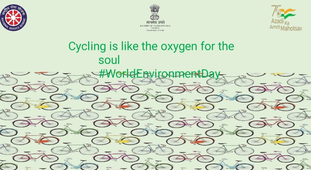 _NSSIndia's tweet photo. Just as it is said right here✅ #CYCLINGIsLikeTheOXYGENForTheSOUL #WorldCycleDay #3rdJune2022 @YASMinistry @ianuragthakur @Anurag_Office @NisithPramanik @NisithOffice @pibyas @PMOIndia @pankajsinghips #CycleWithNSS @_NSSIndia https://t.co/IlXkK0NPSo