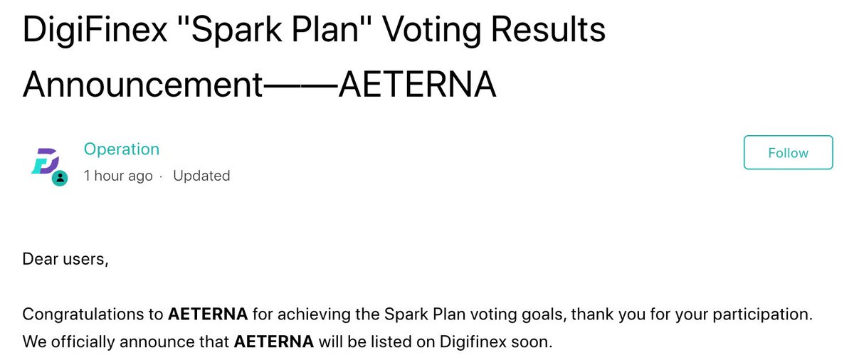 project_aeterna's tweet image. HUGE news today ! #aeterna will be listed on our first of many large exchanges @DigiFinex soon!!🔥🔥🔥

@CertiK #audit is 85% complete

Our first utility is imminent #bridge 👀

digifinex.zendesk.com/hc/en-us/artic…

#crypto #trading #altcoin #binance #market #cryptonews #business #Digifinex