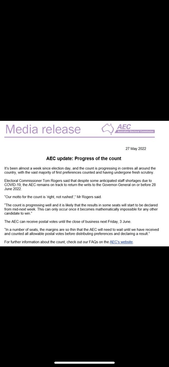 Grateful for the ⁦@AusElectoralCom⁩ who have today, tomorrow & Sunday  DOUBLED their staff to count #Bradfield ballots.  

We should have a result soon 🤞🏼

#BradfieldVotes #Democracy #ausvotes2022 #NicForBradfield