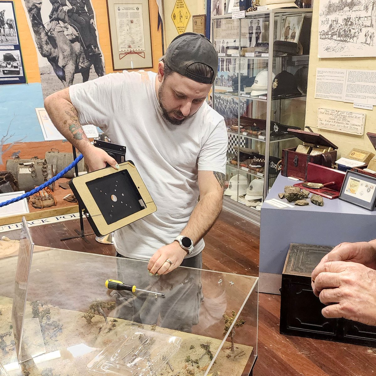 digitalbarnau's tweet photo. It's been a long time coming, but this week Adam and I started the install for the SA Police Historical Society. Three screens down, two to go. Stay tuned next week for actual photos :P https://t.co/iEmt0XVm66