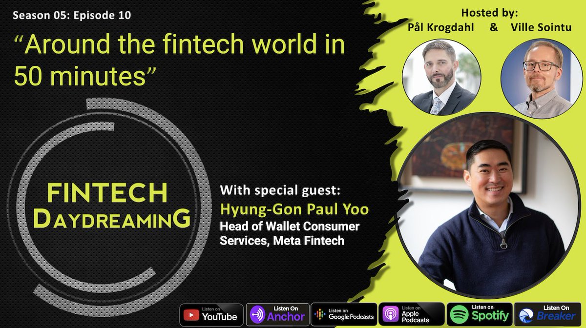 Another episode has landed...
🎬 YouTube - lnkd.in/eTi4jREg
🎧 Anchor - lnkd.in/ePRmfF83
🎧 Spotify - lnkd.in/eAVqiW7r
🎧 Apple - lnkd.in/e-p4jS3u
🌎 FintechDaydreaming.com
#podcast #fintechdaydreaming #fintech
