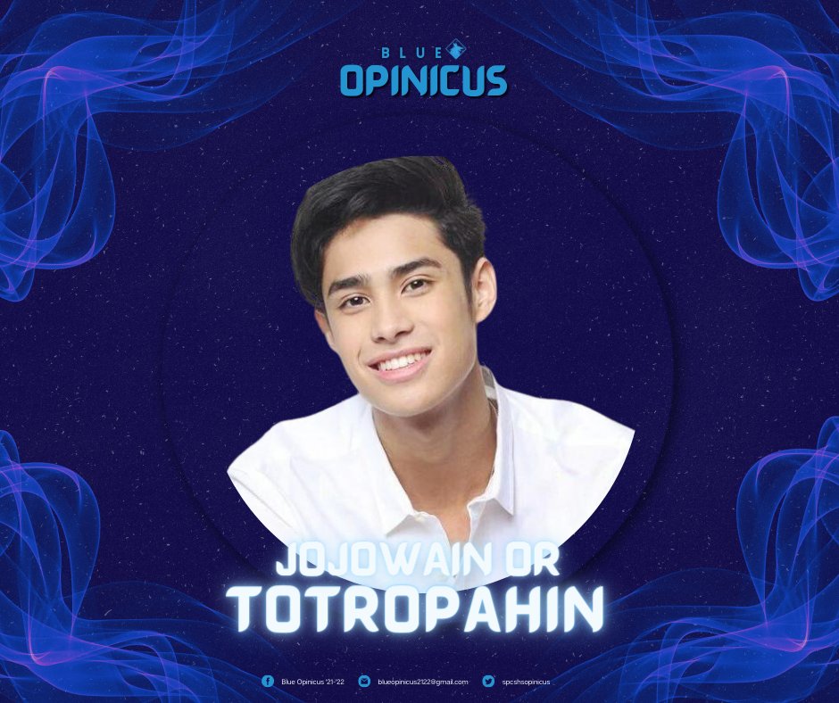 spcshsopinicus's tweet photo. DONNY PANGILINAN.  Jojowain or Totropahin, the choice is yours, blue opinicus.

#SPCOrigins 
#SPCSHSDaysHiyas2022 
#SPCSHSDays2022 
#BlueOpinicus 
#BLUEtifulOpinicus https://t.co/Nt1gstmdGc