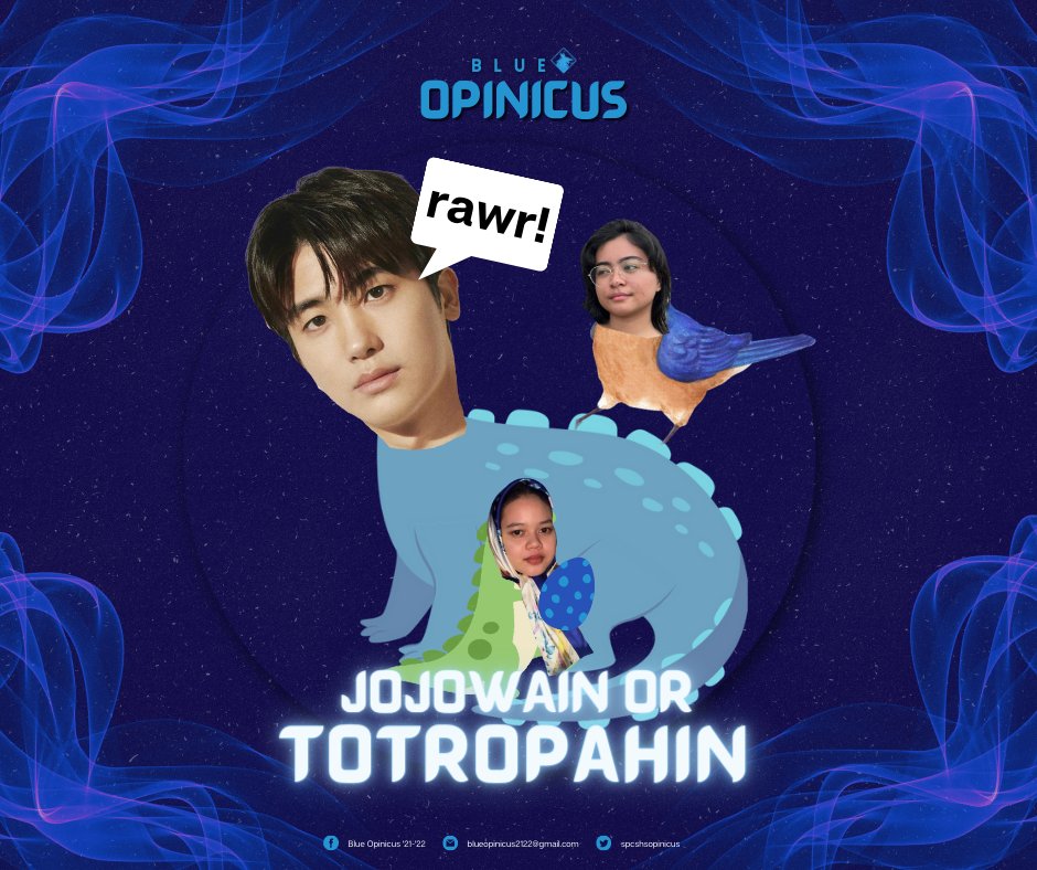 spcshsopinicus's tweet photo. JURASSIC PARK HYUNGSIK and friends. Jojowain or Totropahin, the choice is yours, blue opinicus.

#SPCOrigins 
#SPCSHSDaysHiyas2022 
#SPCSHSDays2022 
#BlueOpinicus 
#BLUEtifulOpinicus https://t.co/Bxy62DDWNt