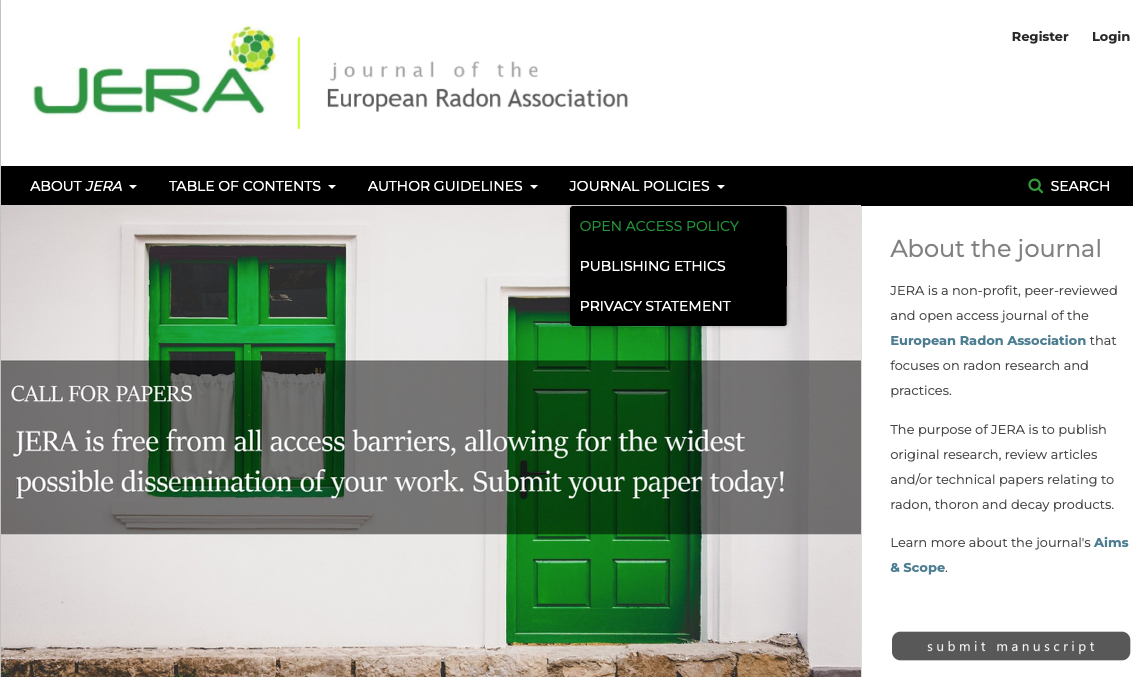 Check out here the latest publications by JERA, the Journal of the European Radon Association:

radonjournal.net/index.php/radon

<a href="/RadonEurope/">European Radon Assoc</a>