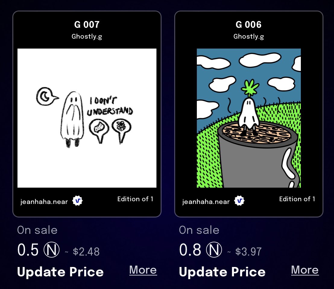 New Drop 🩸
👻 G 006 - 007 (1/1)
💸 Start 0.5 N
.
paras.id/collection/gho…

#artofghostlyg #nft #paras #nearprotocal #nftthailand #nftthaiartist #nftcommunity #nearnft #nfts