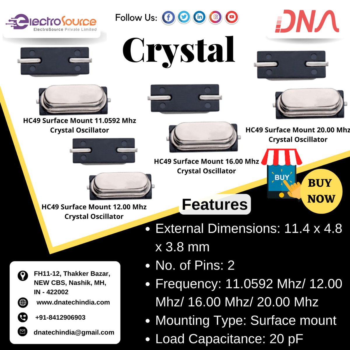 dnatechindia's tweet photo. Crystal
HC49 Surface Mount 11.0592 Mhz Crystal Oscillator
HC49 Surface Mount 12.00 Mhz Crystal Oscillator
HC49 Surface Mount 16.00 Mhz Crystal Oscillator
HC49 Surface Mount 20.00 Mhz Crystal Oscillator
#crystal #hc49surfacemount #communicationkit #transmitdistance #databuffer https://t.co/LQp5yi07ad